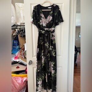 BNWT June & Hudson Black Floral Faux Wrap Maxi Dress